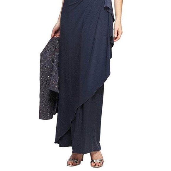 NWT Alex Evenings 225196 Polyester Mother of the Bride Dress Smoke Size 8P - Picture 4 of 8